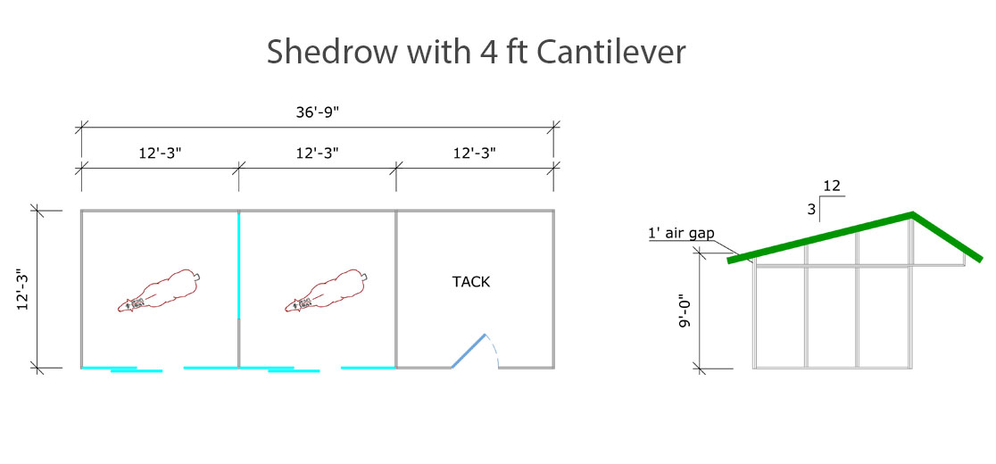 Shedrow 4 ft barn specs